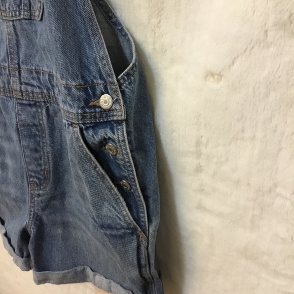 Old Navy Blue Distressed Denim Overalls Rompers - Picture 3 of 16